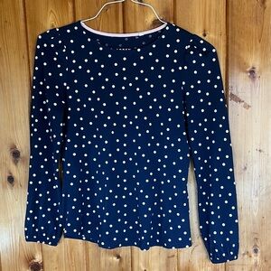 Boden Navy and White Polka Dot Top